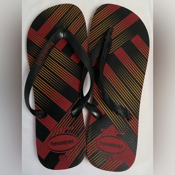 Havaianas Trend Vermelho Apache Red black flip flops Men size 11-12 - Picture 1 of 5